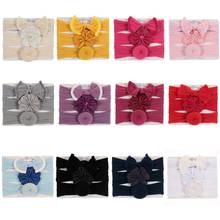 New 3pcs/lot Fashion Baby Nylon Bow Flower Headbands Newborn Bowknot Round Ball Headwraps Girl Kids Hair Accessories 2024 - buy cheap