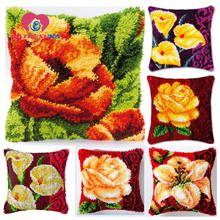 Hobby-Kit de bordado para alfombras, Kit de bordado para alfombras de punto de cruz, almohada con flores, diy, decoración del hogar 2024 - compra barato
