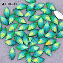 Junao 200 peças 7*15mm concha de cristal verde ab aplique de strass com parte traseira lisa cavalo olho de resina pedras de cristal não costurado 2024 - compre barato