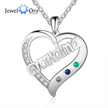 JewelOra Personalized Custom Birthstone Grandma Heart Pendant Necklace Silver Color Family Jewelry Birthday Gifts for Grandma 2024 - buy cheap