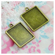 30pcs Antique Bronze Plated Square Base Setting Tray Bezel Pendant Charm,Fit 20mm Square Cameo,Double Same Side 2024 - buy cheap