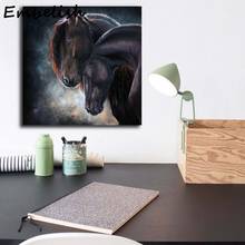 Arte de parede para sala de estar, cavalo preto, animais selvagens, decoração imagens hd, pintura a óleo, impressão, 1 peça 2024 - compre barato