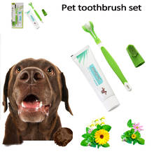 Dog Pet Toothbrush Set Comprehensive Cleaning Three Head Toothbrush Vanilla Flavor Toothpaste Cat And Dog Oral Cleaning Set 2024 - buy cheap