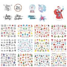 12 Designs Santas Snowmen Trees Snowflakes Xmas Nail Art Stickers Christmas Letters deer Pattern diy nail Decals 2019 Fashion 2024 - buy cheap