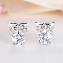 Fashion Silver Color Prevent Allergy Crystal Owl Stud Earrings for Women Wedding Party Femme Jewelry pendientes eh1162 2024 - buy cheap