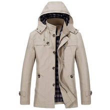 НОВЫЙ Тренч, дизайнерское весенне-осеннее повседневное хлопковое приталенное пальто, мужская куртка-ветровка, Длинные куртки, пальто для мужчин, casaco masculino 2024 - купить недорого