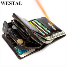 WESTAL men's wallet genuine leather purse for men name engraving credit card holdercoin purse men's clutch bag couple design 856 2024 - buy cheap