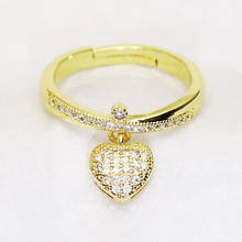 Anéis em formato de coração, joias elegantes, anéis de cristal, acessórios para mulheres, joias de zircônia, anel de festa 8335 com 10 peças 2024 - compre barato