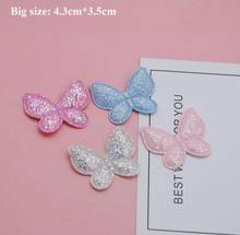 Apliques acolchados de mariposa para decoración de sombreros, accesorios de clip para el pelo hechos a mano, 4,4x3,5 cm, 40 unids/lote 2024 - compra barato