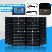 300w dc 12v dobrável painel solar ao ar livre portátil flexível painel solar para acampamento barco rv viagem casa kits de painel solar do carro 2024 - compre barato