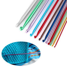 Ganchos de ganchillo tunecinos para tejer, agujas de tejer de aluminio Multicolor de 2,5mm-11mm, herramienta de tejido, aguja larga para suéter, 14 tamaños 2024 - compra barato