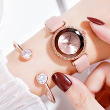 Luxury Women Diamond Watches Set Bracelet Quartz Clock Ladies Casual Leather Band Wristwatch Female Sports Clock Zegarek Damski 2024 - buy cheap