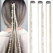 1PC White Pearl Chain Headband Simulated Pearl Long Tassel Hair Clips Bridal's Tiara Romantic Hair Jewelry Hair Styling Tools 2024 - buy cheap