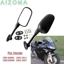 Спортивное мотоциклетное черное зеркало левое + правое овальное боковое зеркало заднего вида для Honda CBR600RR CBR1000RR 2003-2011 CBR 600 1000 RR 2024 - купить недорого