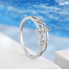 Anéis femininos moda simples banquete casamento anel projetado para senhoras banhado a prata duplo arco anel dar a uma menina um presente jóias 2024 - compre barato