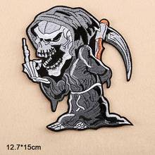 Ace Punk Myth Skull Skeleton Poker Grim Reaper Wholesale Iron on Embroidered Cloth Clothes Patch For Clothing Girls Boys Man 2024 - buy cheap