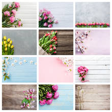 LEVOO Photo Backdrop Wood Plank Flowers Spring Tulips Photography Background Photophone Photo Studio Printed Shoot Props Vinyl 2024 - buy cheap