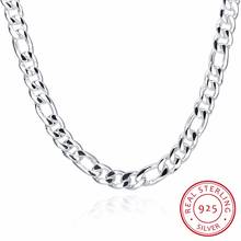 24" Pure Real 925 Sterling Silver Figaro Chains Necklaces Women Men Jewelry Boy Friend Gift 60cm 10mm Colier Wholesale 2024 - buy cheap