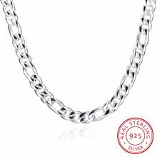 Collares de cadena Figaro de Plata de Ley 925 auténtica puro para hombre y mujer, joyería de 24 pulgadas, regalo para niño, 60cm, 10mm, venta al por mayor 2024 - compra barato