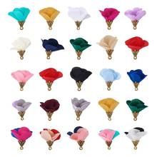 100pcs Cloth Flower Pendants with Alloy Findings Golden Mixed Color, 25x24mm, Hole: 1.5mm 2024 - buy cheap