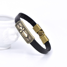 Pulseira de couro estilosa, bracelete de liga metálica feita à mão para festa religiosa, presente de aniversário 2021 2024 - compre barato