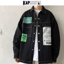 Kaptter camisa masculina de manga longa, com bolsos, estilo japonês, moda coreana, roupas de hip hop, 2021 2024 - compre barato