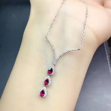 new classic garnet necklace for women ornament real 925 silver natural gem red color birthday gift January lucky  birthstone 2024 - buy cheap