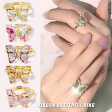 Anillo de aleación de mariposa de cristal brillante 3D, decoración de diamantes de imitación para uñas, accesorios de manicura, 5 uds. 2024 - compra barato