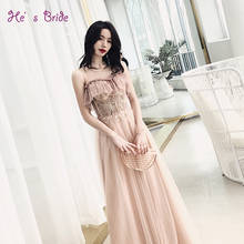 He's Bride New Simple Evening Dress Light Pink Strapless Beading Floor-Length Formal Prom Gown Elegant Banquets Vestido De Noche 2024 - buy cheap