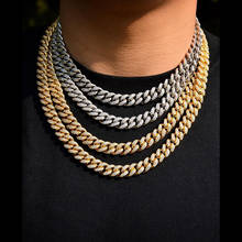Collar de cadena de eslabones cubanos para mujer, Maimi, estilo hip hop, de 14mm, gargantillas con muchos diamantes, de plata chapadas en oro con circonita cúbica, joyas, joyería de regalo 2024 - compra barato
