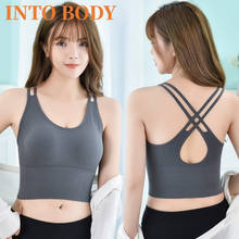 Regata feminina sem costura sexy, top curto sem costura para mulheres, lingerie esportiva, sem mangas, top cropped para mulheres 2024 - compre barato