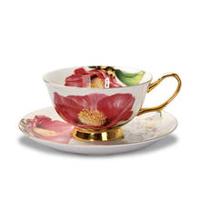 Керамические кофейные чашки и блюдца в форме цветка вишни с ложкой, чайная чашка, кухонная Питьевая утварь, оригинальный свадебный подарок 220 мл 2024 - купить недорого