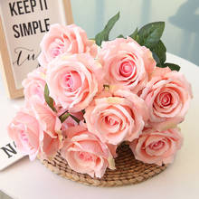 10 голов искусственные розы Букет домашний сад Декор шелковые розы цветок невесты Свадебная вечеринка декоративные поддельные розы 2024 - купить недорого