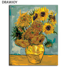 DRAWJOY Ван Гог картина подсолнуха по номерам Безрамная картина DIY Холст Картина маслом домашний декор для гостиной G234 40*50 см 2024 - купить недорого