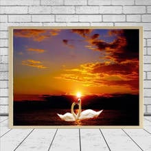 New product hot sale 5D DIY diamond painting mosaic white swan 3D diamond embroidery cross stitch home decoration gifts 2024 - buy cheap