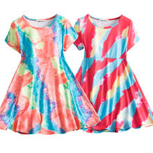 Rainbow Girls Dress Summer Party Princess Costume Flower Print Kids Dresses for Girls Bohemian Sundress Children Clothes 2024 - buy cheap