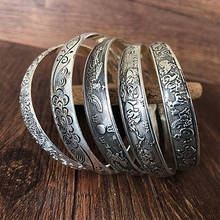 Pulseira retrô de prata tibetana, bracelete de flor de elefante para peixe, joias vintage para presentes para mulheres 2024 - compre barato