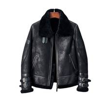 Winter New Flight Suit B3 Sheepskin Fur Mens Overcoat Motorcycle Genuine Leather Jacket Men Clothing High-Quality Coat 2024 - buy cheap