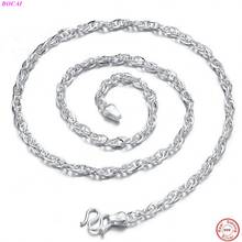 BOCAI Solide S999 Sterling Silver Necklace Simple Fashion Women's Jewelry Round Double Clavicle Thai Silver Craft Male Chain 2024 - buy cheap