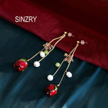 SINZRY creativa joyería de moda perla natural hecho a mano y pendientes colgantes de flor para las mujeres 2024 - compra barato