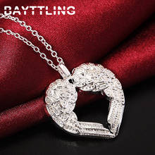 BAYTTLING-Cadena de eslabones de 18 pulgadas para mujer, collar con colgante de corazón y pluma, de Plata de Ley 925, Glamour, regalo de joyería de boda 2024 - compra barato