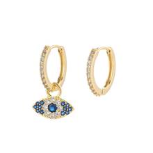 Fashion Evil Eye Gold Crystal Earrings For Women Girls Valentines Day Gift 2020 Trend Jewelry 925 Sterling Silver Wholesale 2024 - buy cheap