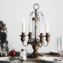 Candelabro antiguo retro de país europeo, accesorios para cena, lámpara romántica para el hogar, candelabro de boda de 4 brazos 2024 - compra barato