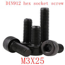 50PCS DIN912 Grade 12.9 allen socket head screw M3*25 m3x25 Hexagon Socket Head Cap Screws Hex Socket Screw 2024 - buy cheap