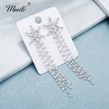 Miallo Fashion Long Chain Tassel Drop Earrings for Women Accessories Silver Color Rhinestone Earrings Trendy Prom Jewelry Gifts 2024 - buy cheap