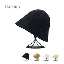 Chapéu de algodão com proteção solar, chapéu protetor solar para homens e mulheres, em cor pura, chapéu de pescador e praia para o ar livre, moda 2021 2024 - compre barato