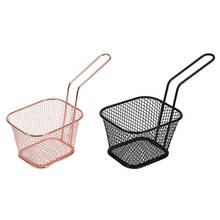 Mini cestas cuadradas de acero inoxidable para freír patatas fritas, soporte de cesta para servir, colador de Metal 2024 - compra barato
