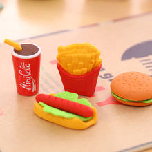 Goma de borrar Kawaii, 5 uds., para hamburguesas, patatas fritas, Hot Dog, suministros de corrección para oficina 2024 - compra barato