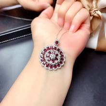 luxury style red garnet pendant of necklace for women jewelry real 925 silver natural garnet party gift many particle birthstone 2024 - buy cheap