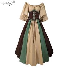 Vestido medieval feminino vintage quadrado pescoço renda vestido de manga comprida halloween cosplay traje vestido 2024 - compre barato